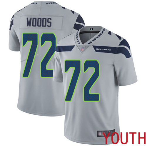 Seattle Seahawks Limited Grey Youth Al Woods Alternate Jersey NFL Football 72 Vapor Untouchable